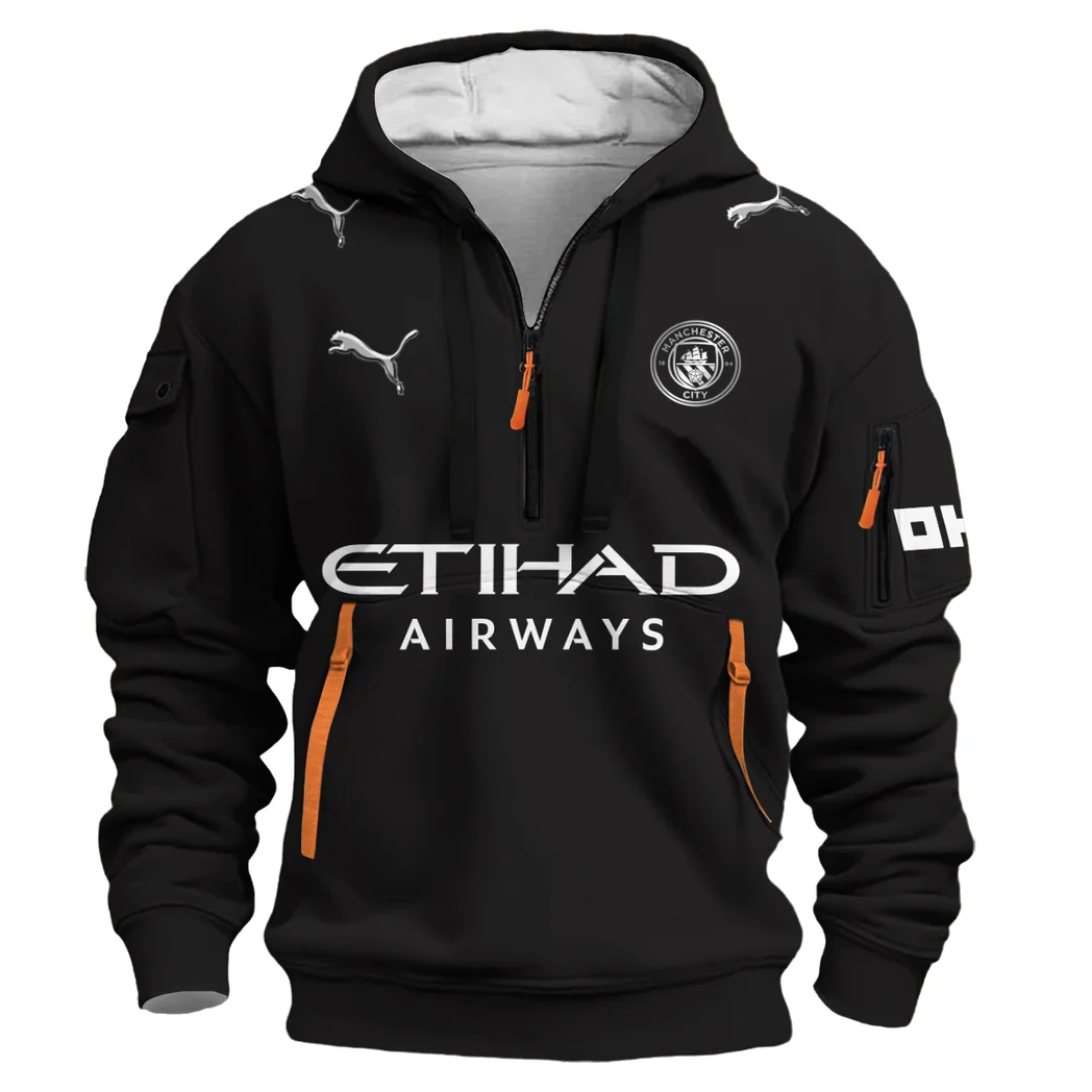 City Blue Fans Hoodie Half Zip Game Ready Half-Zip Hoodie HVN1340MC - Image 2
