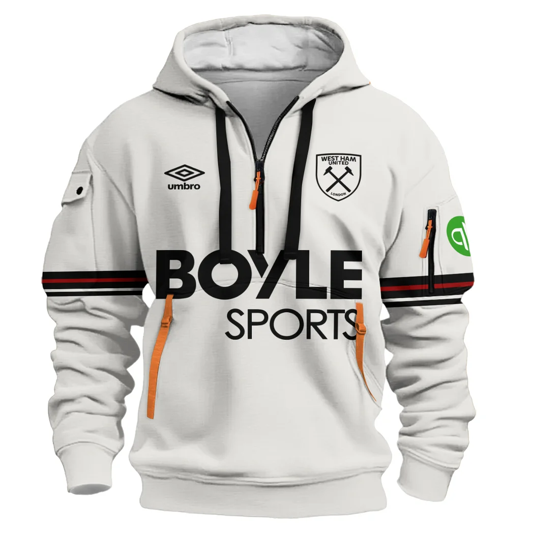 Heritage Claret Fans Hoodie Half Zip Casual Sport Half-Zip Hoodie HVN1340WH - Image 2