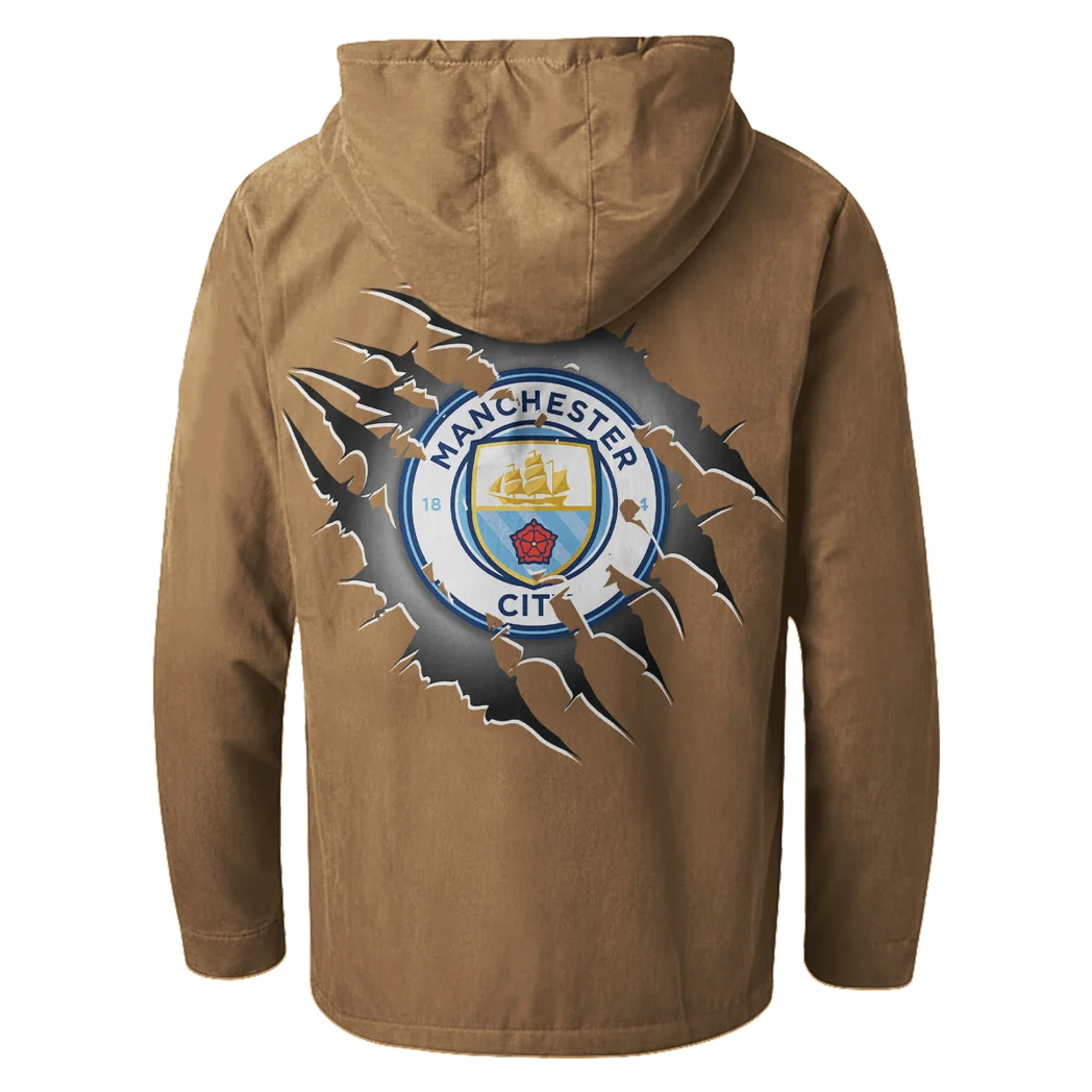 American Pony Car Flannel Hoodie, Warm Street Flannel HVN1357MC - Camel - Image 3