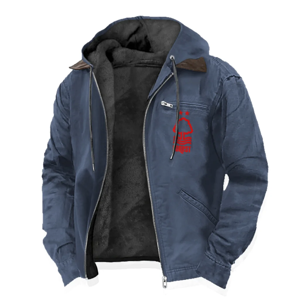 Racing Classic Flannel Hoodie, Motor-Inspired Flannel HVN1357NF - Navy Blue - Image 2