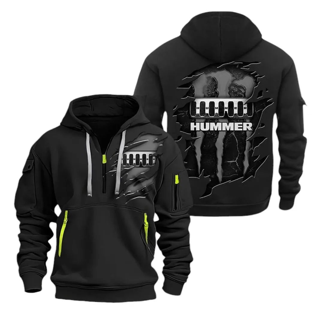 Adventure 4x4 Hoodie Half Zipper, Game Ready Half-Zip Hoodie CAR021 -Black - Image 2