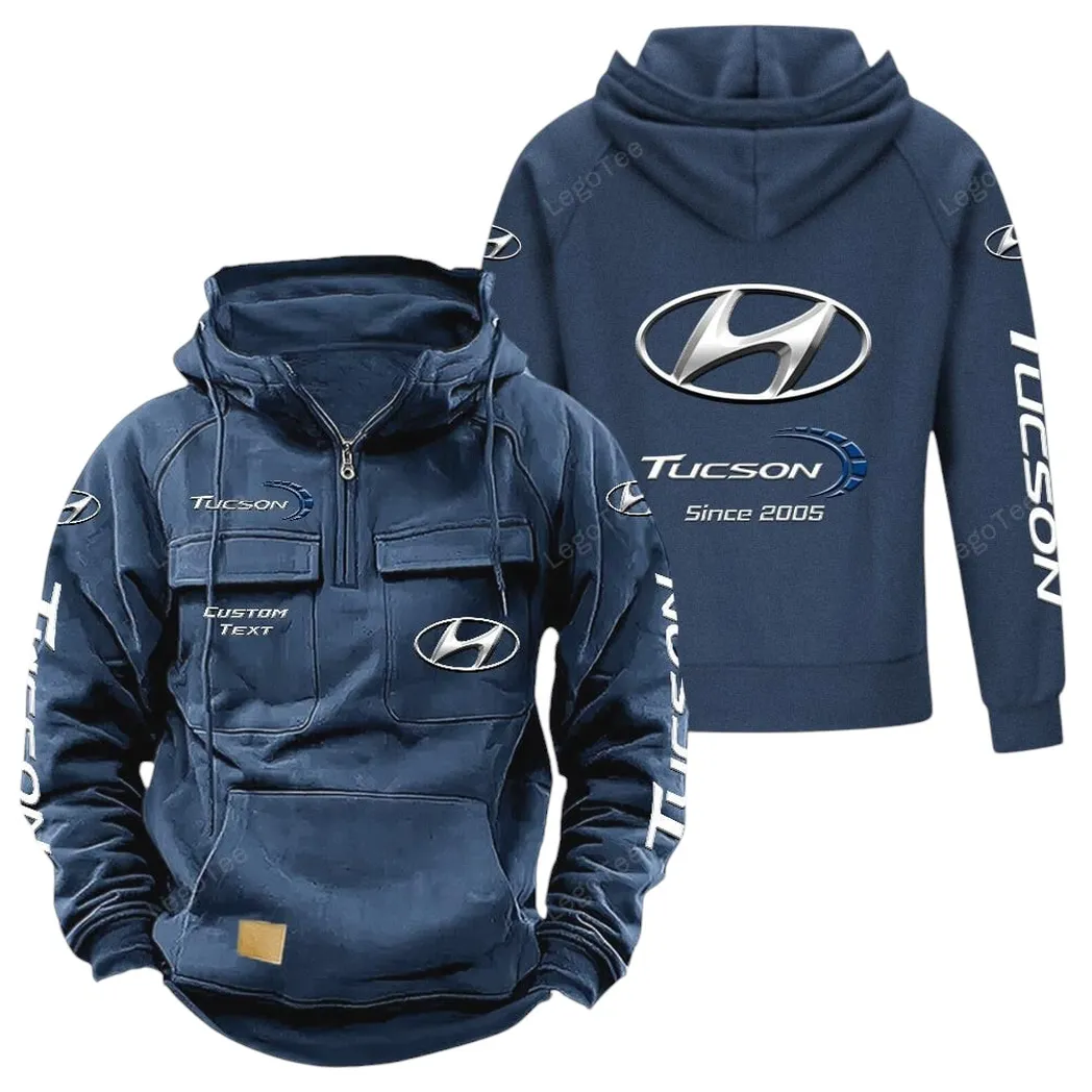 Adventure-Ready SUV Tactical Quarter Zip Hoodie, Exclusive Logo Hoodie For Car Enthusiasts CAR960 - Dark Blue - Image 2