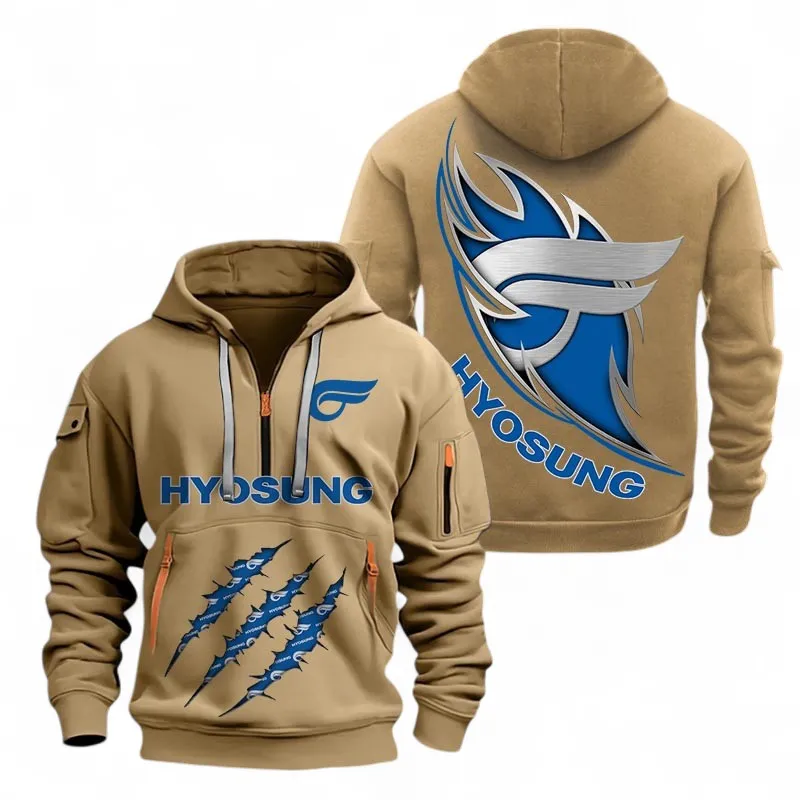 Adventure Street Bike Hoodie Half Zipper, Modern Sport Hoodie CAR500 - Khaki - Image 2