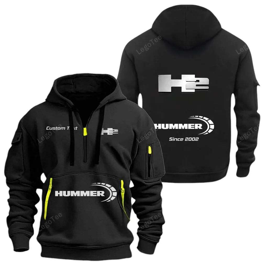 Adventure Vehicle Hoodie Half Zipper, Classic Sport Half-Zip Hoodie CAR052 -Black - Image 2