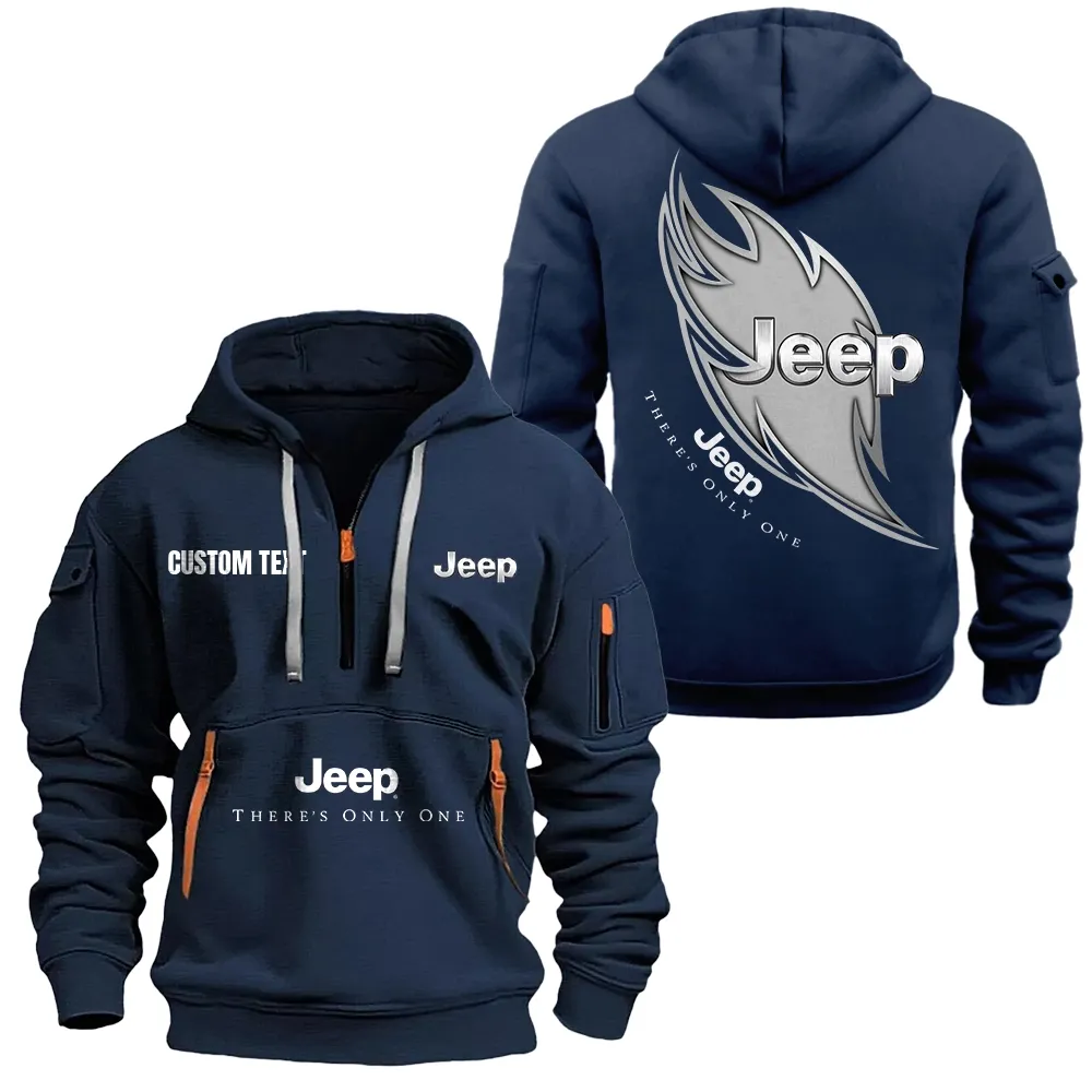 Adventure Vehicle Hoodie Half Zipper, Streetwear Fan Hoodie CAR170 - Navy - Image 2