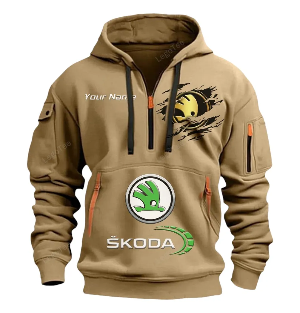 Affordable Ride Hoodie Half Zipper, True Fan Hoodie CAR113 - Khaki - Image 2