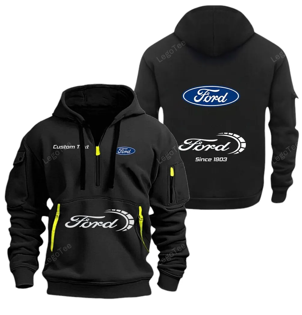 American Classic Hoodie Half Zipper, Supporter Style Half-Zip Hoodie CAR052 -Black - Image 2
