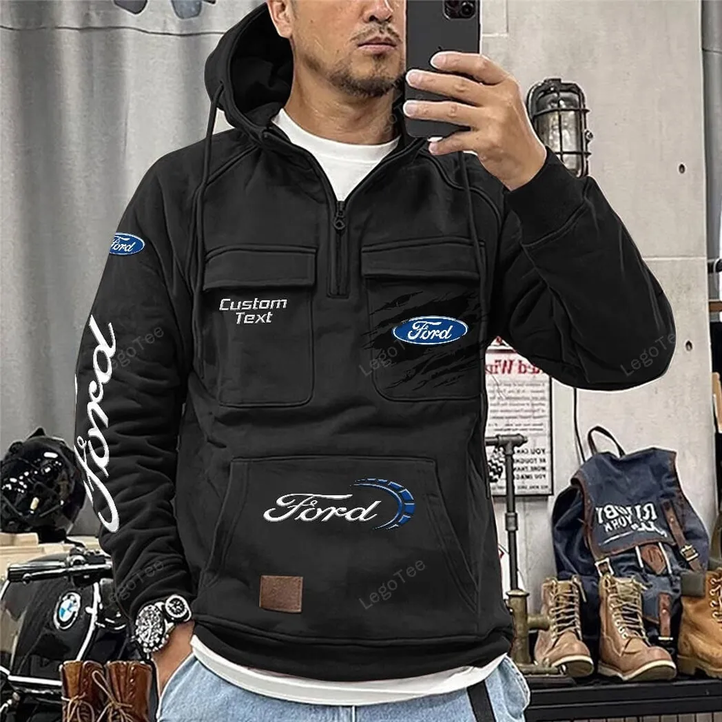 American Classic Tactical Quarter Zip Hoodie, Exclusive Logo Hoodie For Car Enthusiasts CAR122 - Black - Image 3