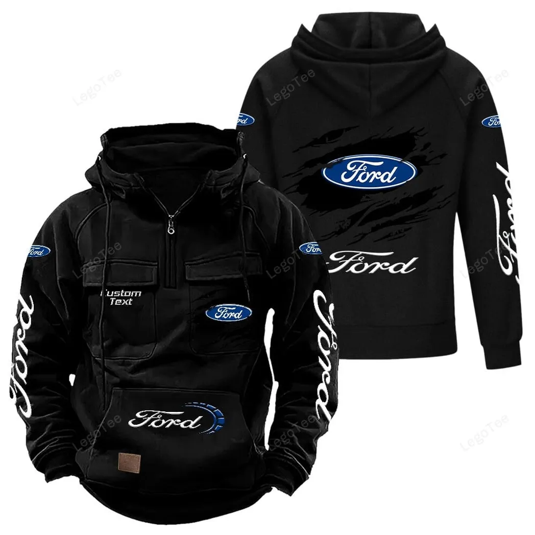 American Classic Tactical Quarter Zip Hoodie, Exclusive Logo Hoodie For Car Enthusiasts CAR122 - Black - Image 2