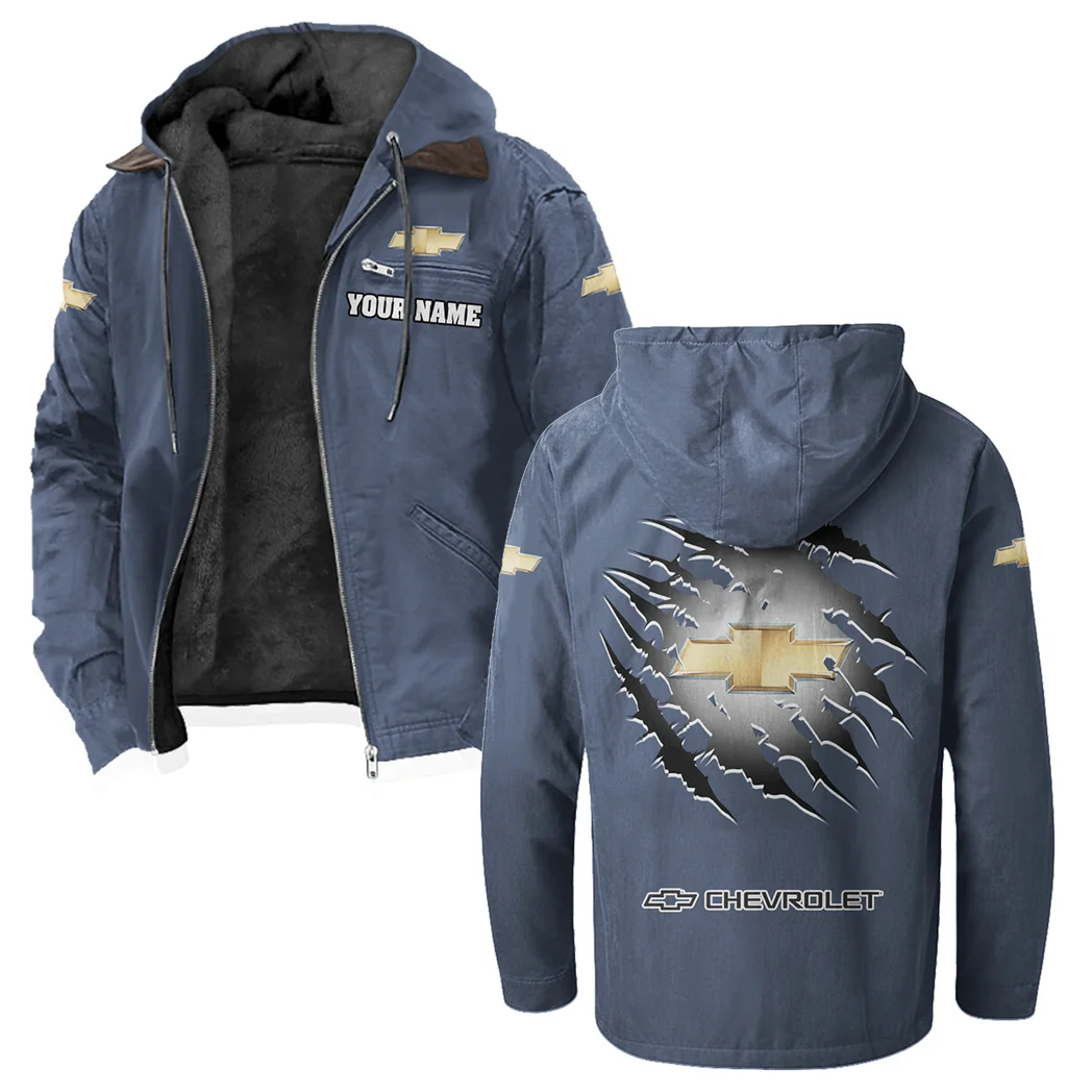 American Pickup Truck Flannel Hoodie, Ride-Ready Hooded Style HVN1327CE - Navy Blue - Image 2