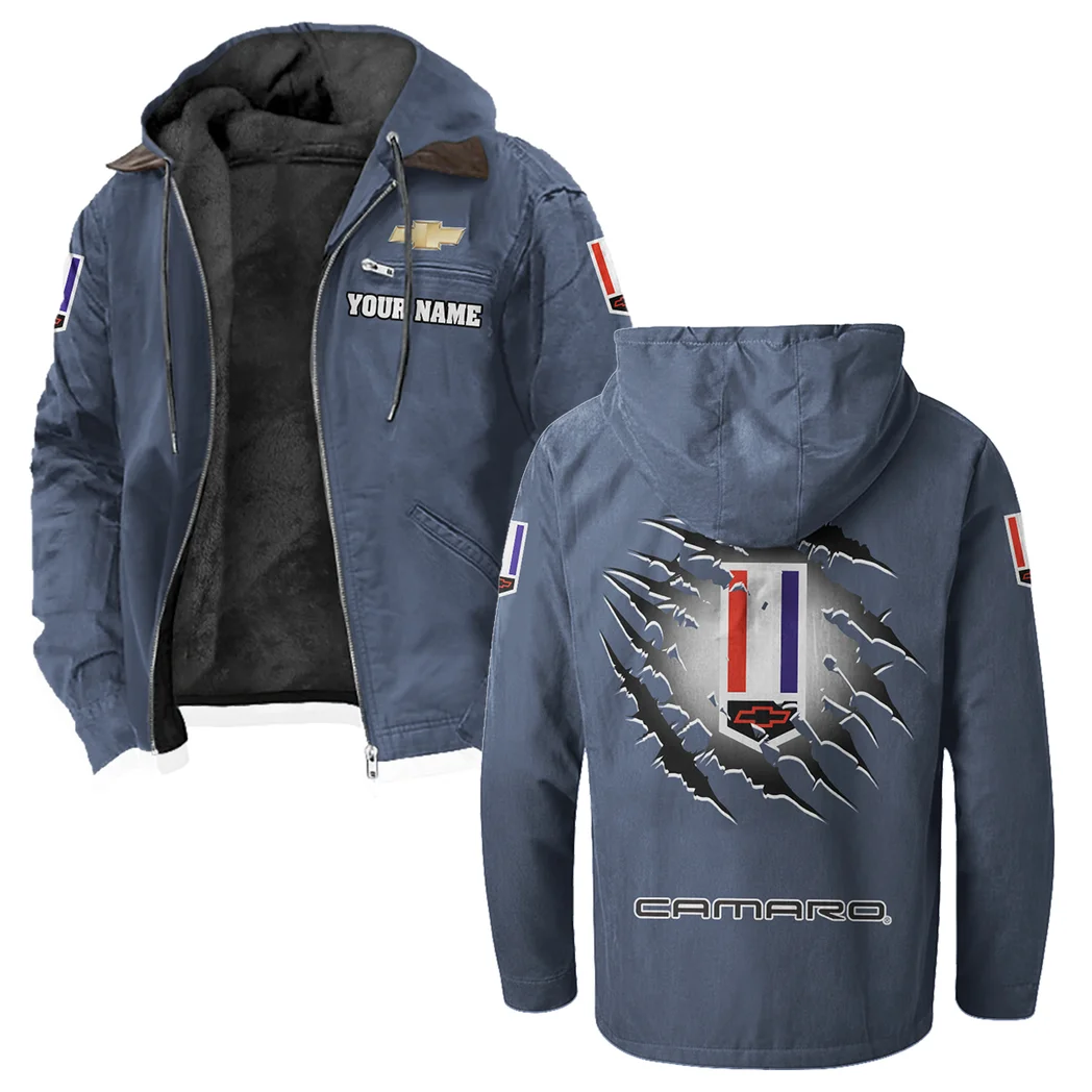 American Pony Car Flannel Hoodie, Everyday Driver Hoodie HVN1327CH - Navy Blue - Image 2