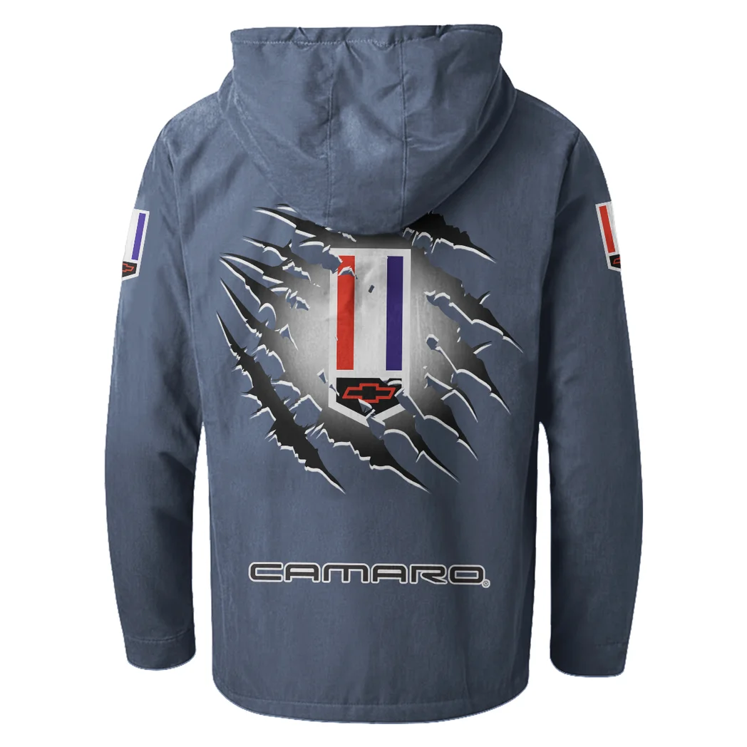 American Pony Car Flannel Hoodie, Everyday Driver Hoodie HVN1327CH - Navy Blue - Image 4