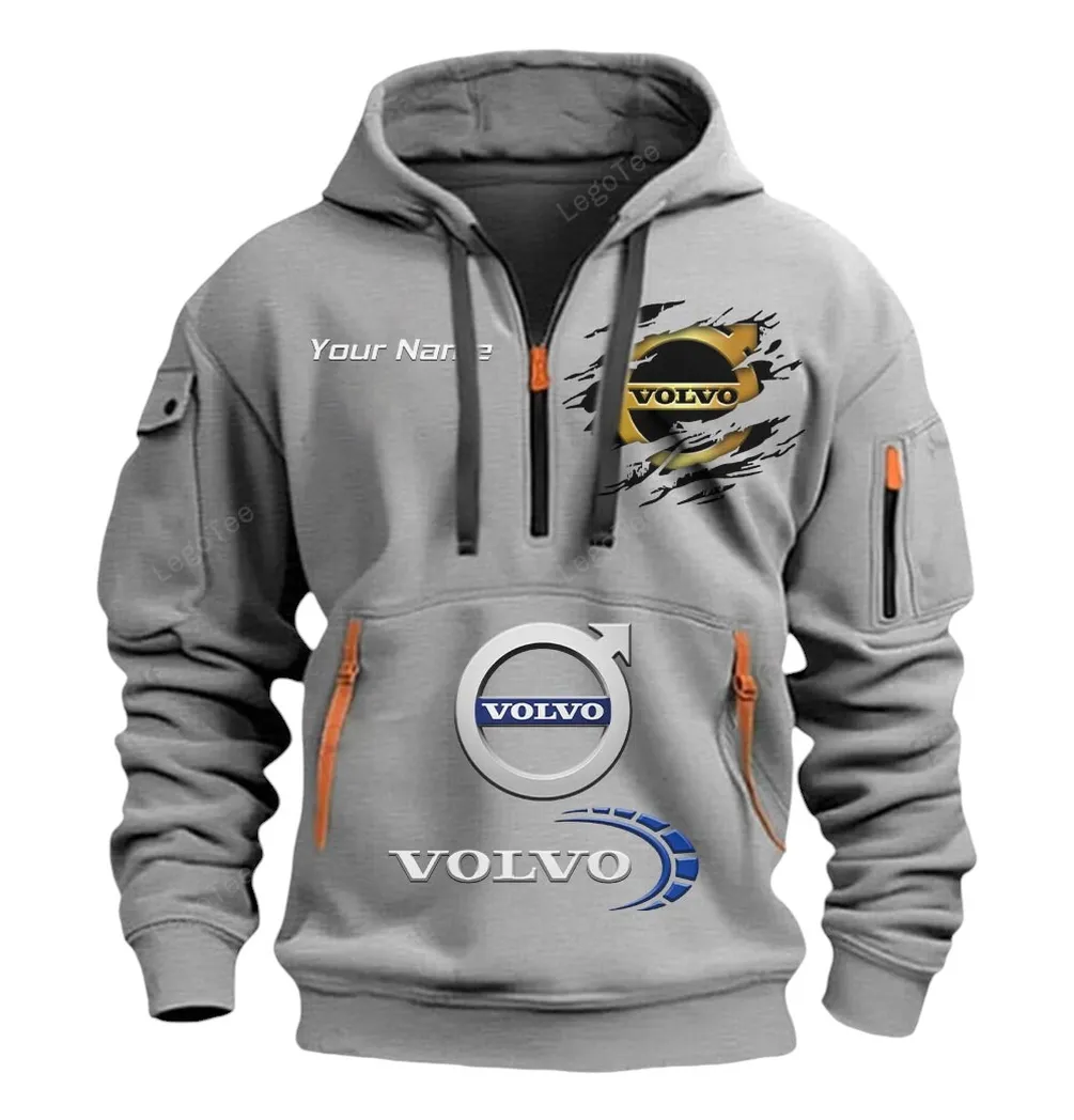 Automotive Brand Hoodie Half Zipper, Supporter Spirit Hoodie CAR113 - Gray - Image 2