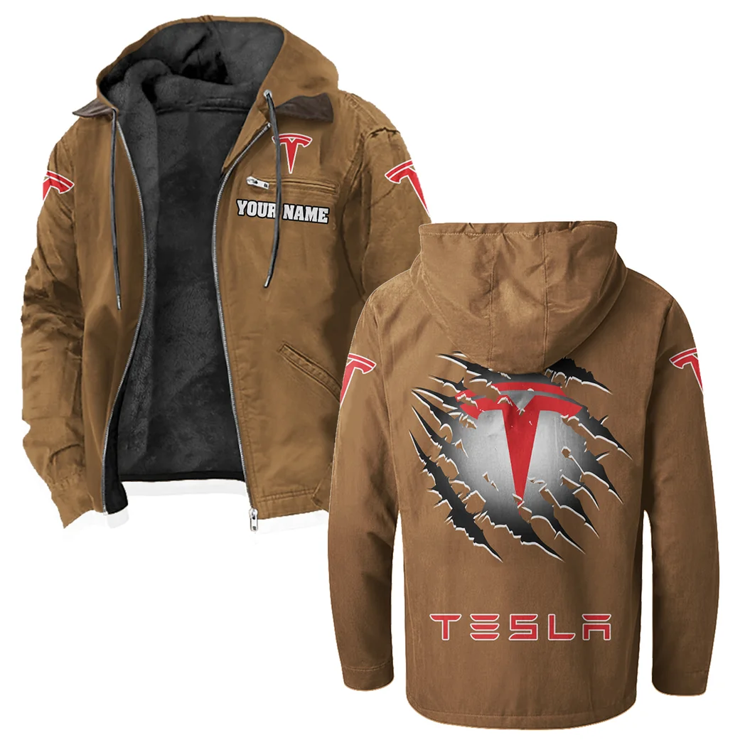 Autonomous Vehicle Flannel Hoodie, Gearhead Style Hoodie HVN1327TE - Camel - Image 2