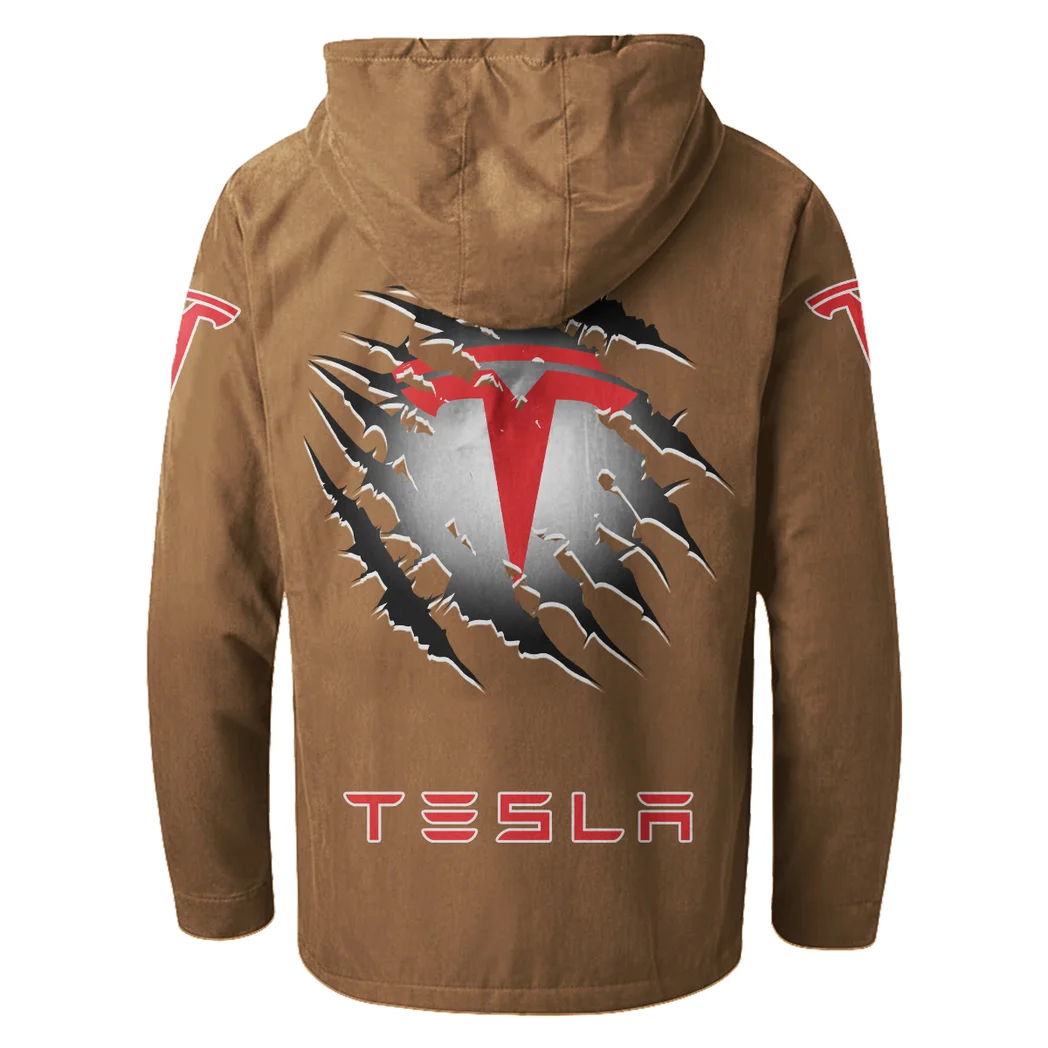Autonomous Vehicle Flannel Hoodie, Gearhead Style Hoodie HVN1327TE - Camel - Image 4
