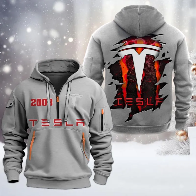 Autonomous Vehicle Hoodie Half Zipper, Performance Fan Hoodie CAR198 - Gray - Image 2