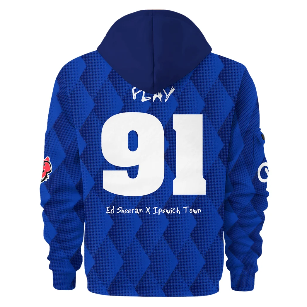 Blue Shirt Support Hoodie Half Zip 3D, Active Spirit Hoodie HVN1309 - Image 3