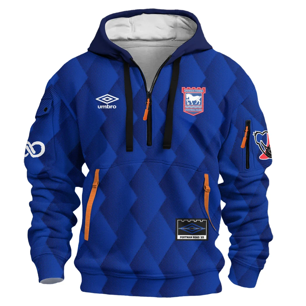 Blue Shirt Support Hoodie Half Zip 3D, Active Spirit Hoodie HVN1309 - Image 2