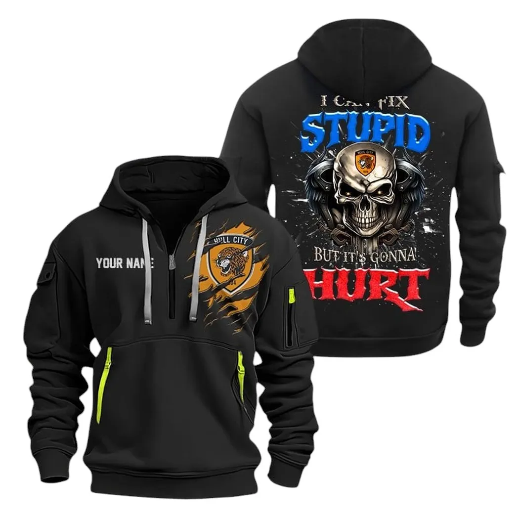 Bold Fan Squad Hoodie Half Zipper, Everyday Fan Hoodie SPO101 - Black