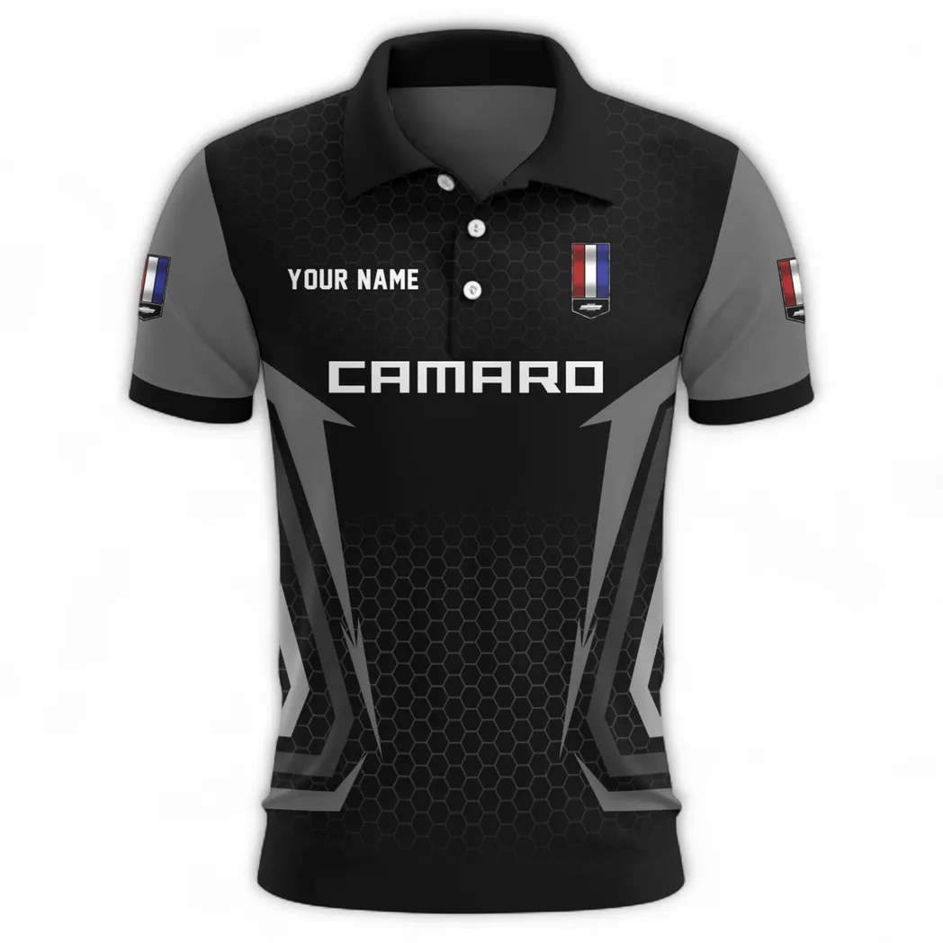 Bold Sport Car Polo Shirt, Street-Ready Sport Button Shirt CAR526 - Gray - Image 2