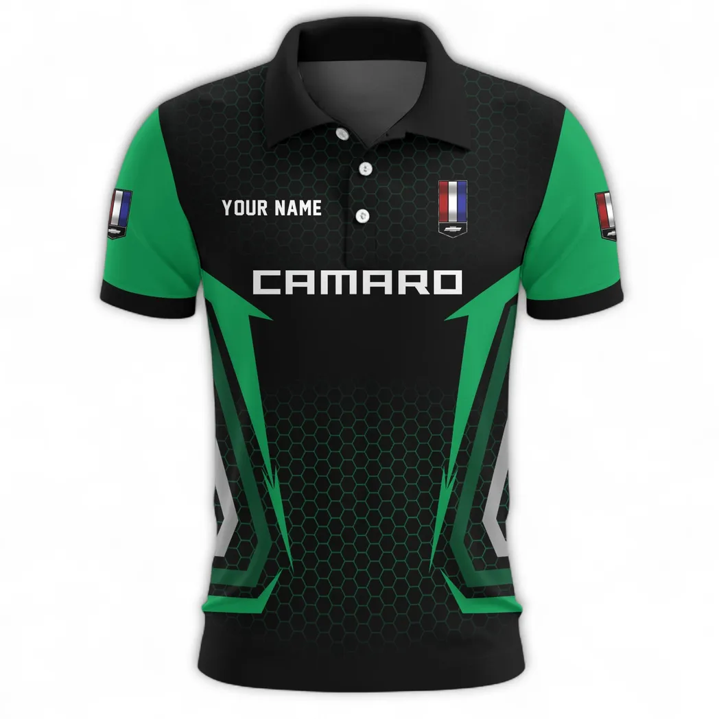 Bold Sport Car Polo Shirt, Street-Ready Sport Button Shirt CAR526 - Green - Image 2