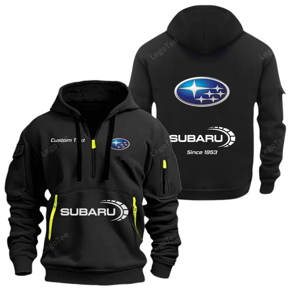Boxer Engine Car Hoodie Half Zipper, Warm Up Hoodie CAR052 -Black - Image 2