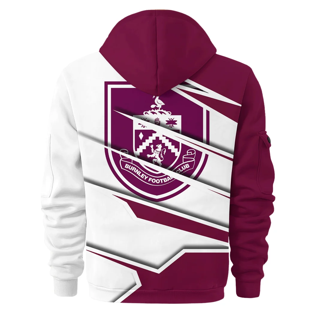 Burnley Faithful Hoodie Half Zip 3D, Bold Fan Hoodie HVN1316BU - Image 3