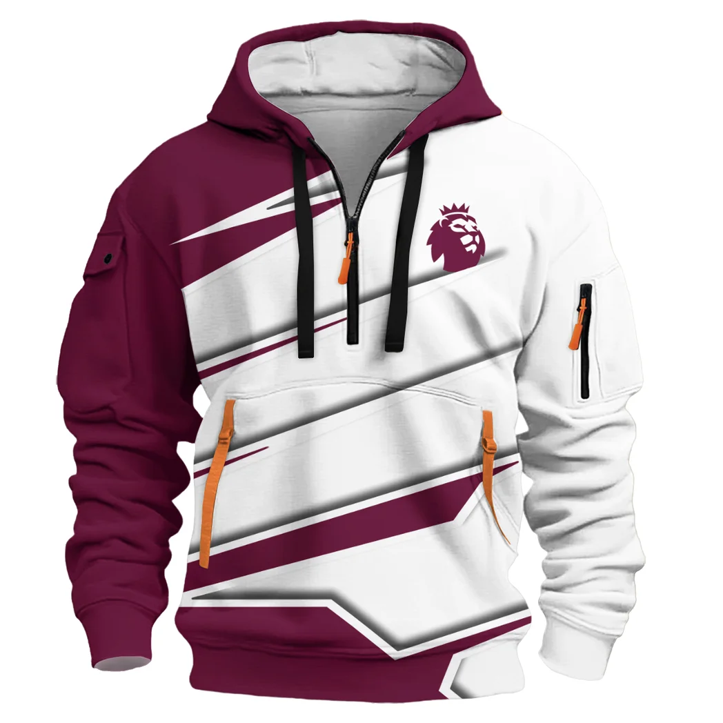 Burnley Faithful Hoodie Half Zip 3D, Bold Fan Hoodie HVN1316BU - Image 2