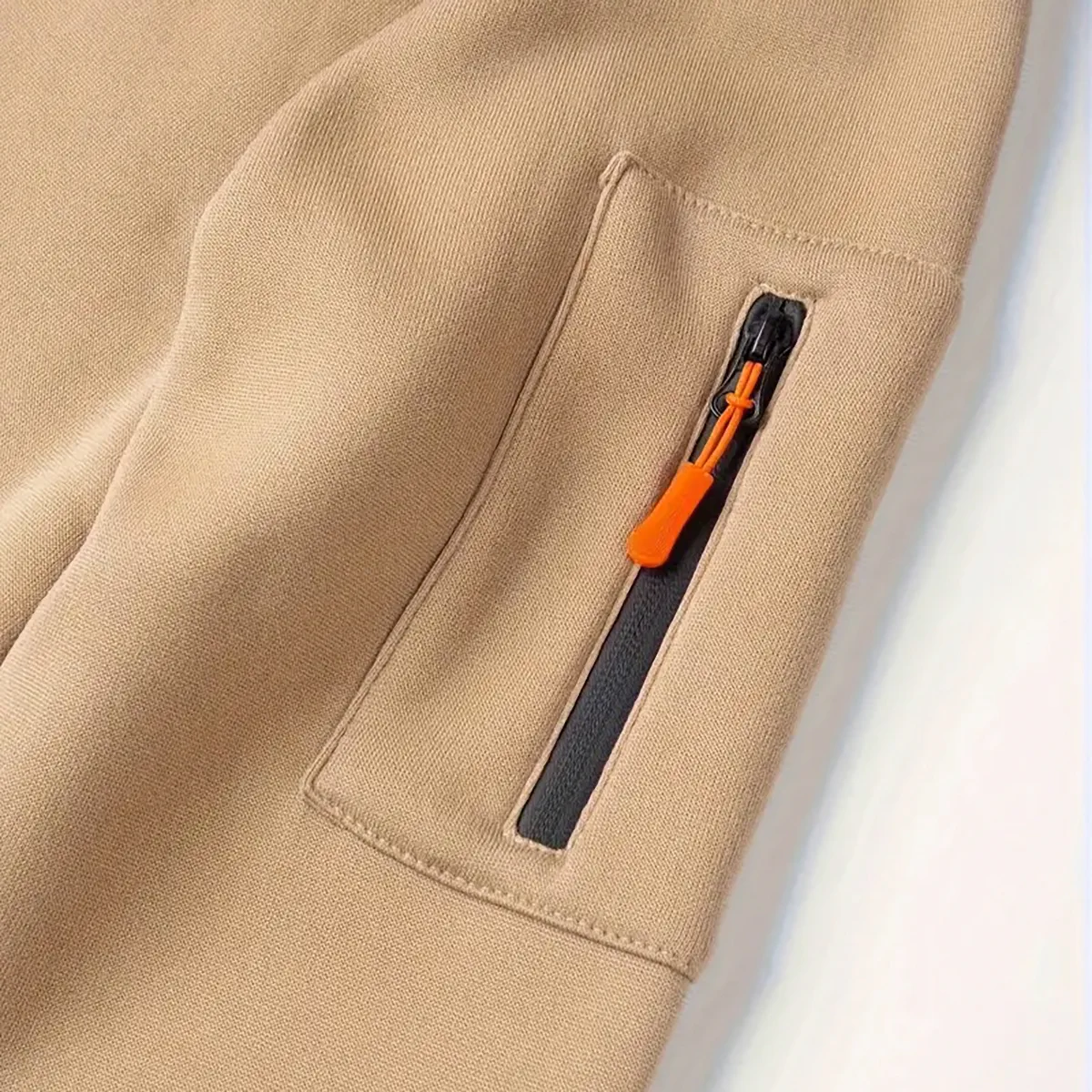 Car Hoodie Half Zipper, Everyday Fan Hoodie CAR113 - Khaki - Image 4