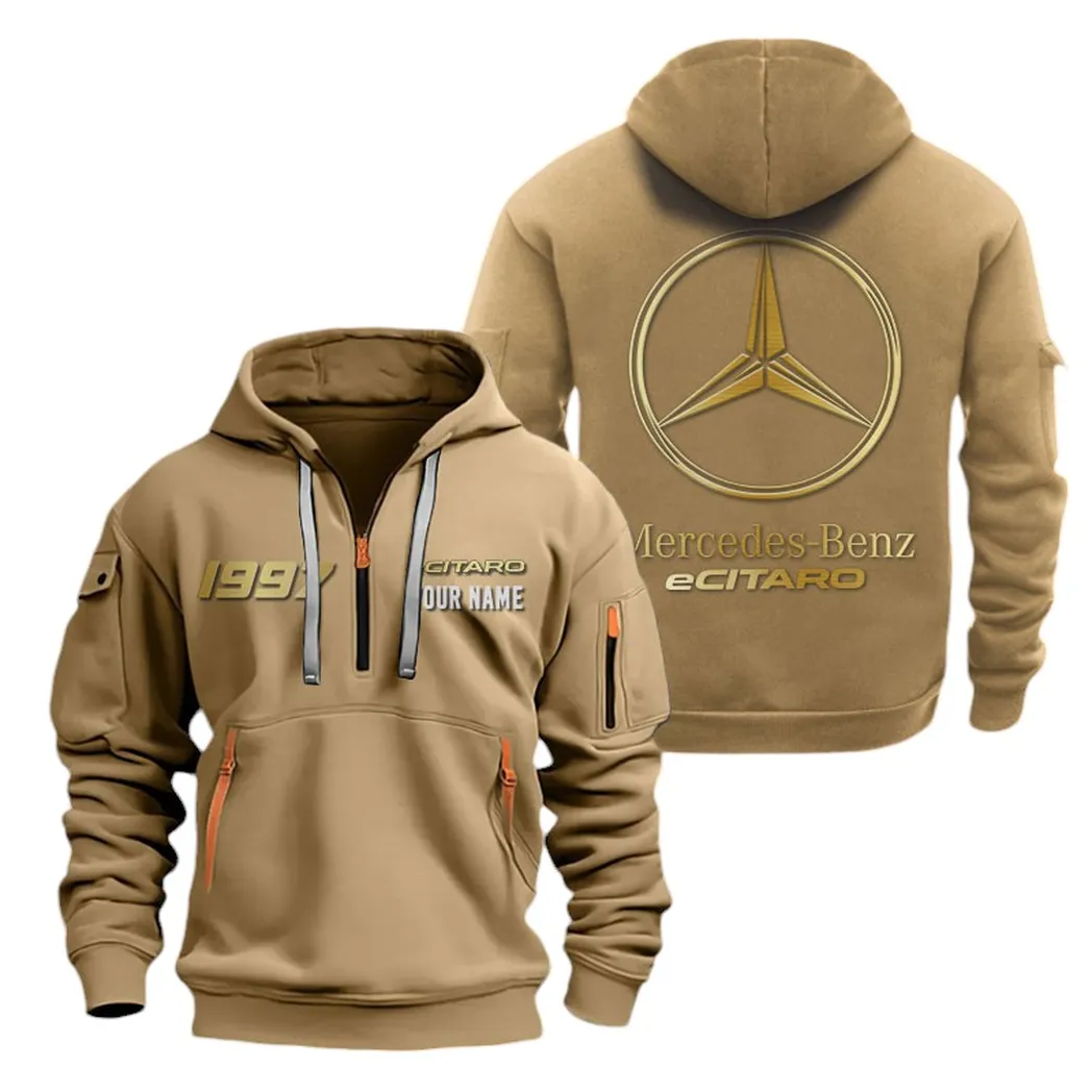 Car Hoodie Half Zipper, True Fan Hoodie CAR019 -Khaki - Image 2