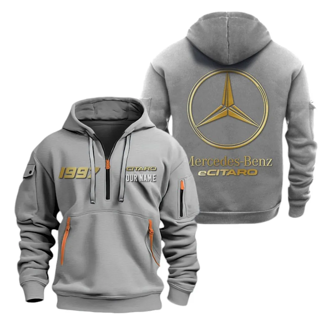 Car Hoodie Half Zipper, True Supporter Half-Zip Hoodie CAR019 -Gray - Image 2