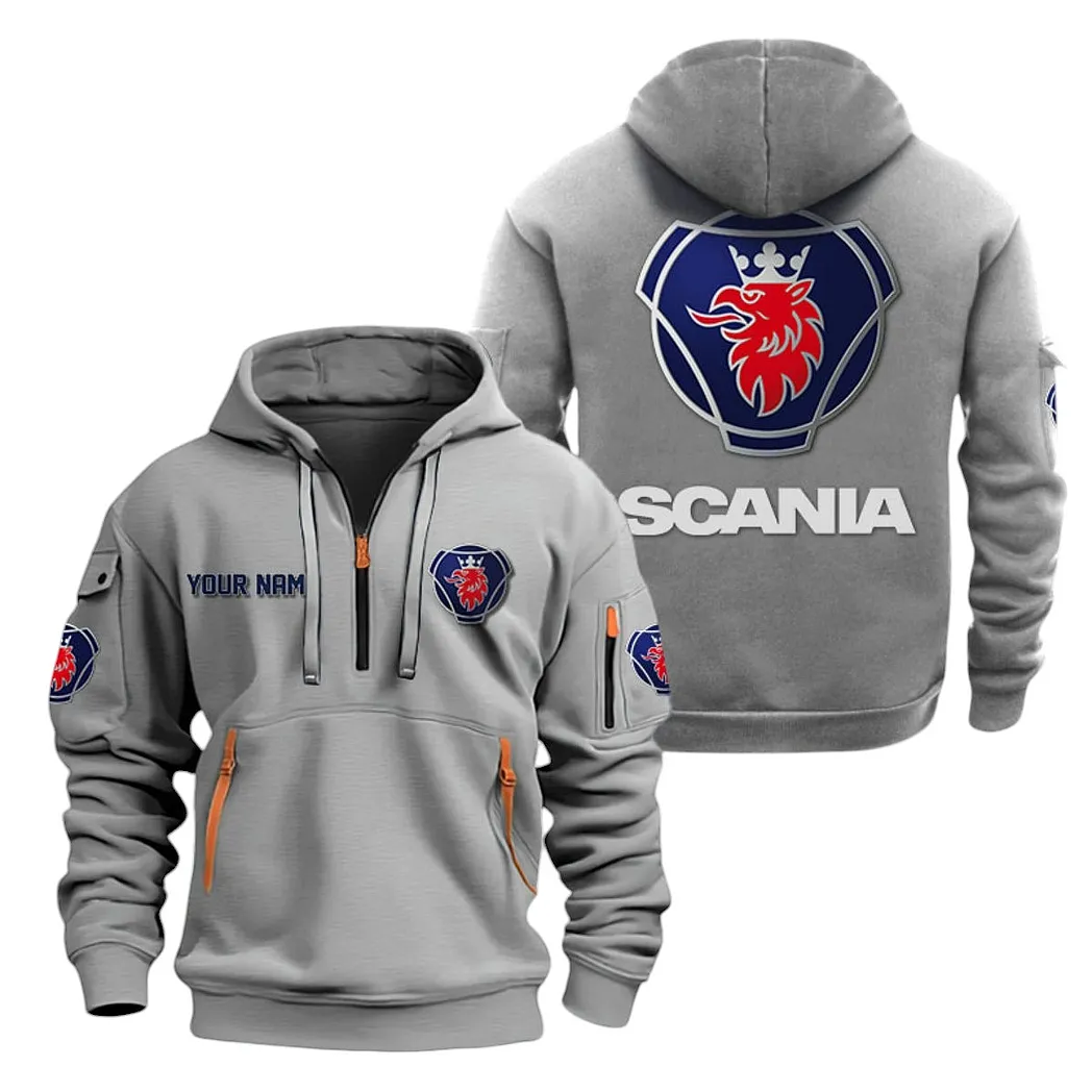 Cargo Hauler Hoodie Half Zipper, Everyday Fan Hoodie CAR200 - Gray - Image 2