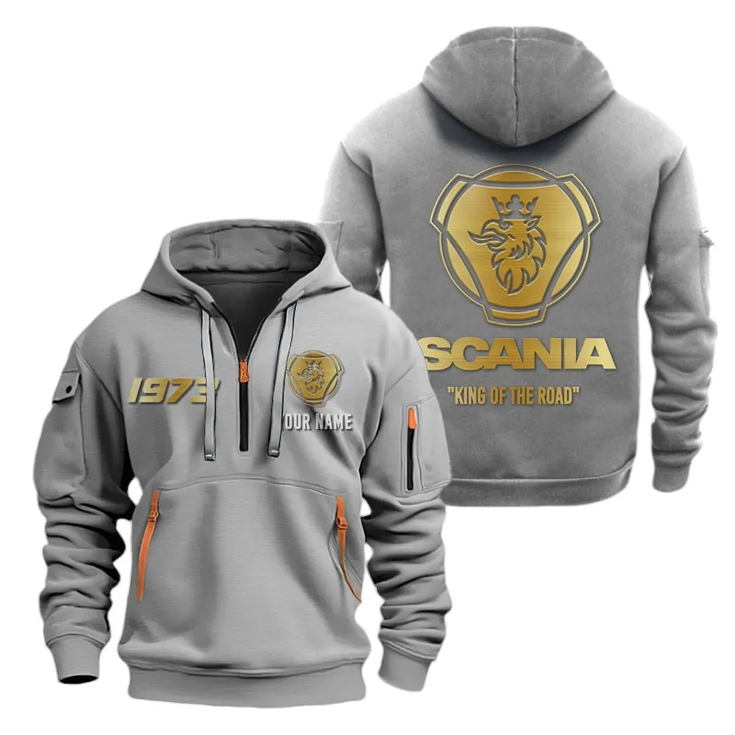 Cargo Hauler Hoodie Half Zipper, Sport Spirit Hoodie CAR019 -Gray - Image 2