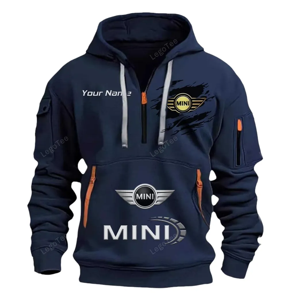 Chic Commuter Hoodie Half Zipper, Game Time Hoodie CAR113 - Navy - Image 2