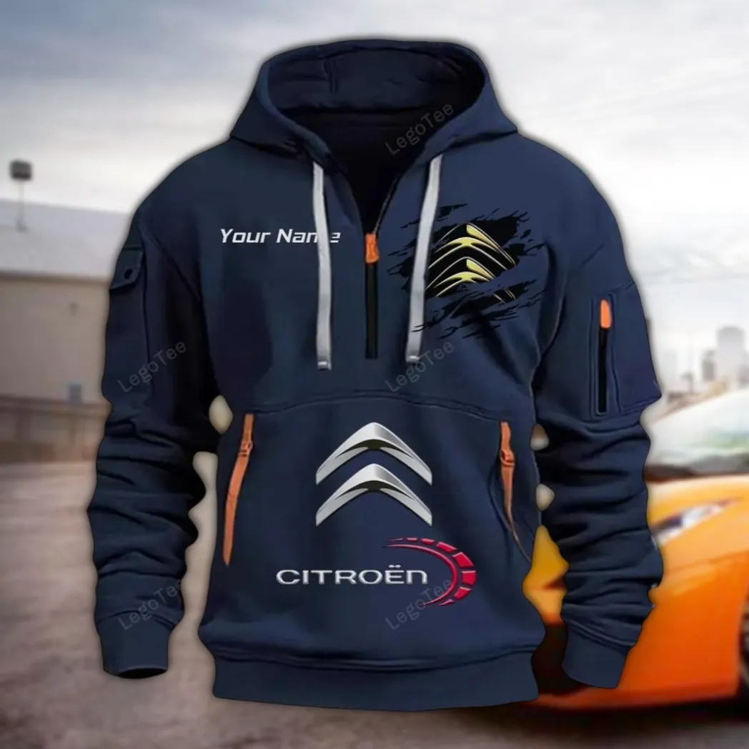 City Car Hoodie Half Zipper, Sport Spirit Hoodie CAR113 - Navy