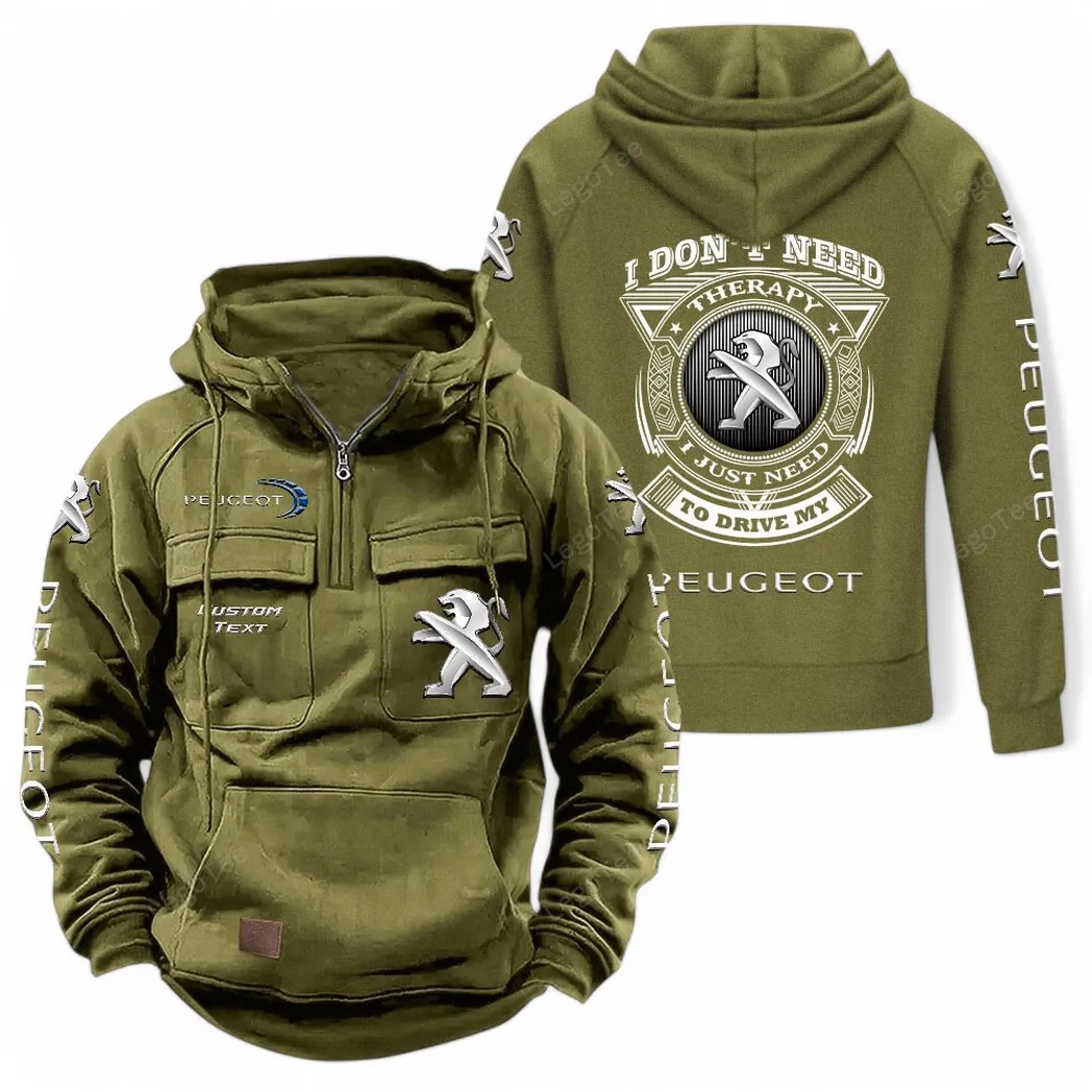 City Car Tactical Quarter Zip Hoodie, Exclusive Logo Hoodie For Car Enthusiasts CAR106 - Army Green - Image 2