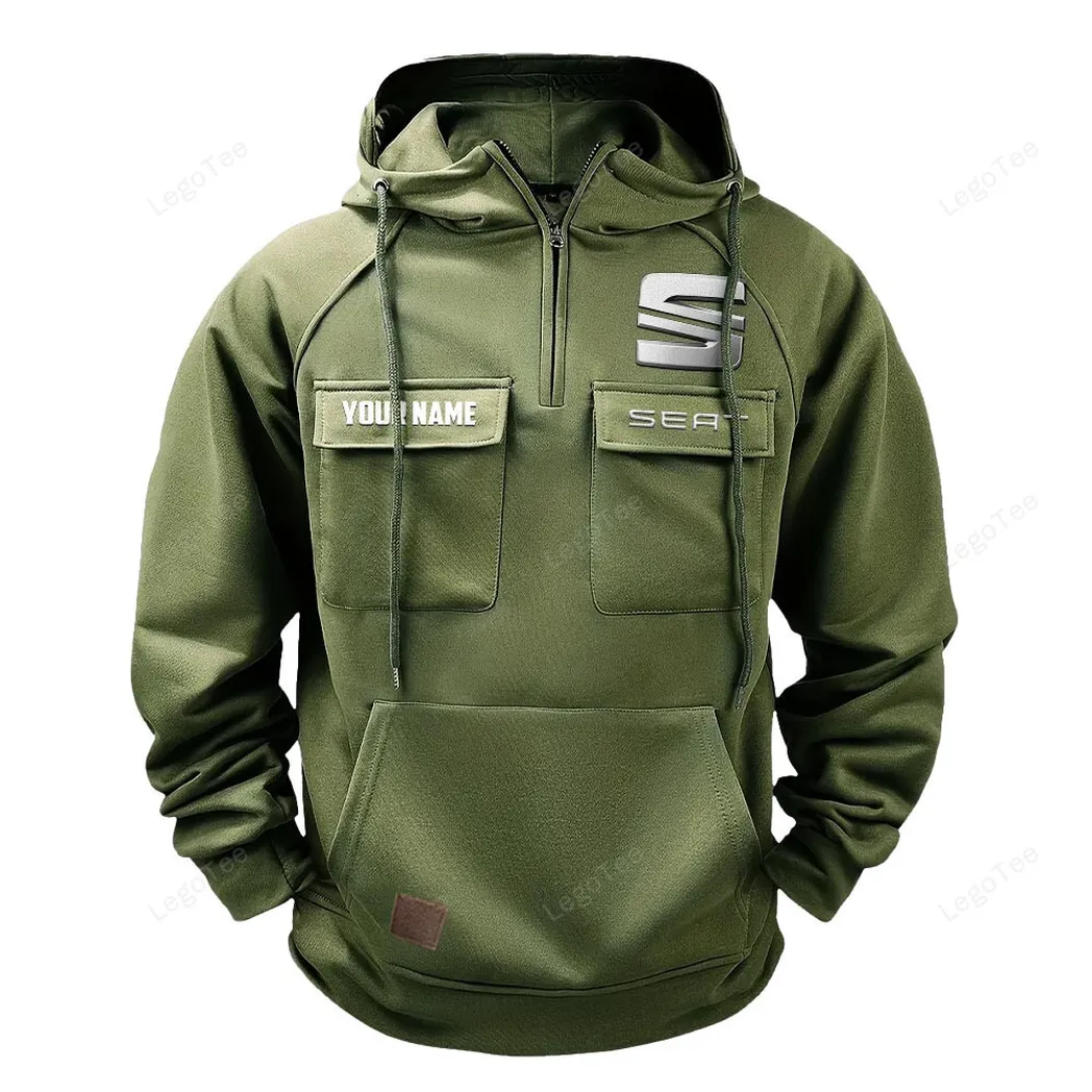 City Cruiser Tactical Quarter Zip Hoodie, Exclusive Logo Hoodie For Car Enthusiasts CAR109 - Army Green - Image 2