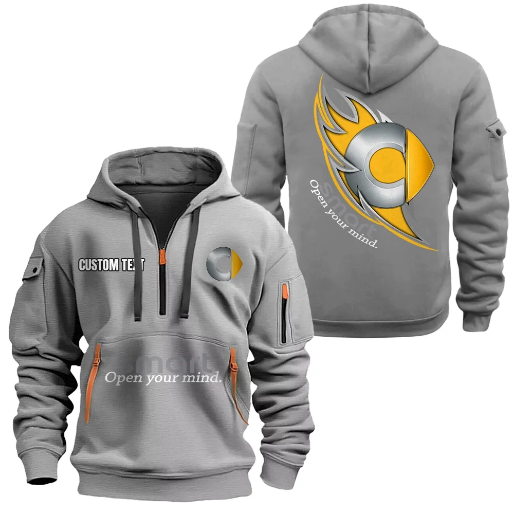 City-Friendly Ride Hoodie Half Zipper, Game Day Half-Zip Hoodie CAR170 - Gray - Image 2