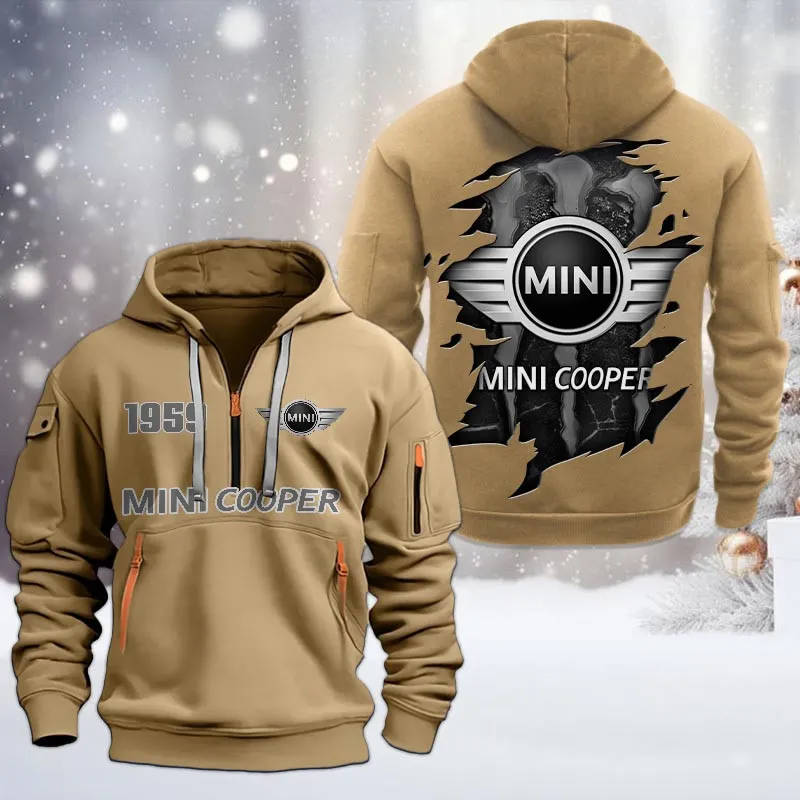 City Hatchback Hoodie Half Zipper, Game Time Hoodie CAR198 - Khaki - Image 2