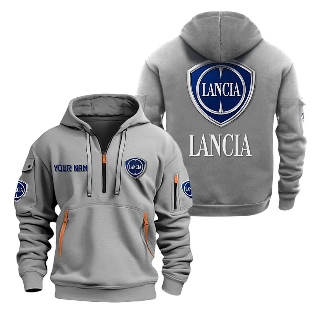 City Ride Hoodie Half Zipper, Sporty Fan Half-Zip Hoodie CAR200 - Gray - Image 2