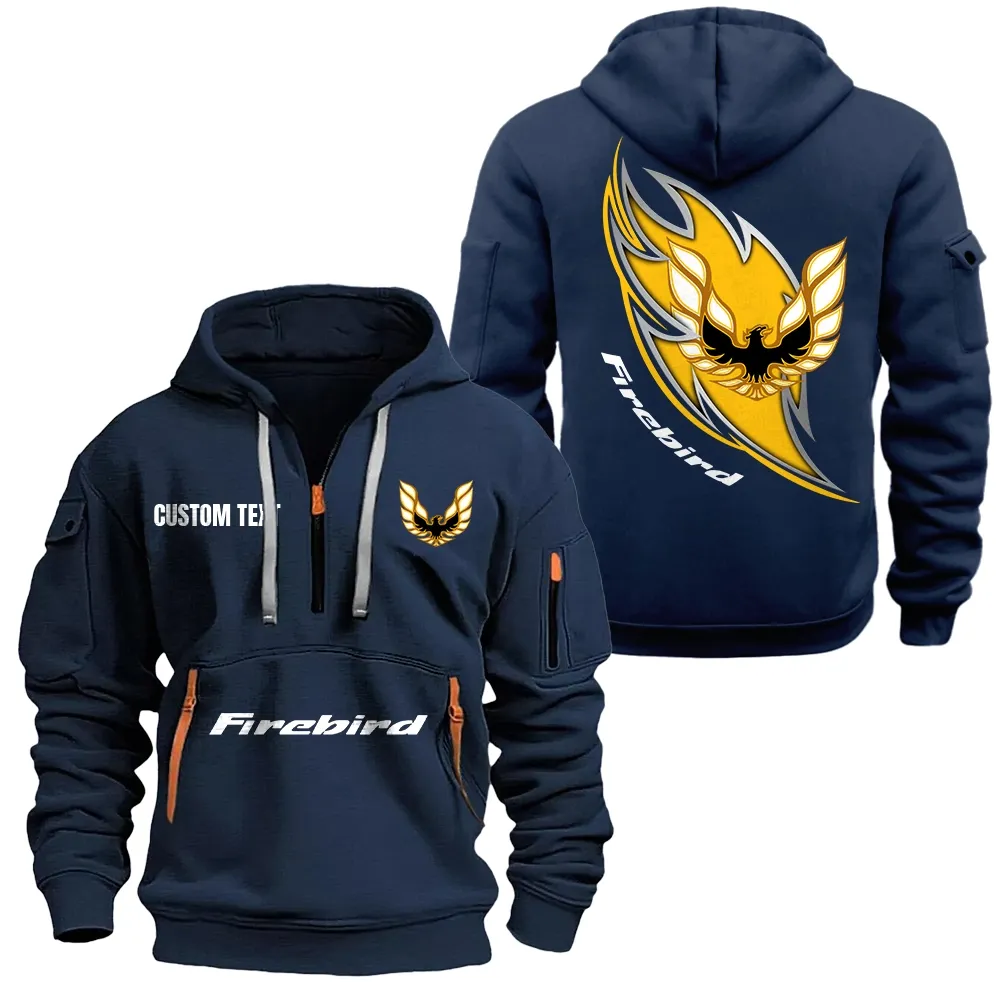 Classic Muscle Car Hoodie Half Zipper, All-Season Fan Half-Zip Hoodie CAR170 - Navy - Image 2