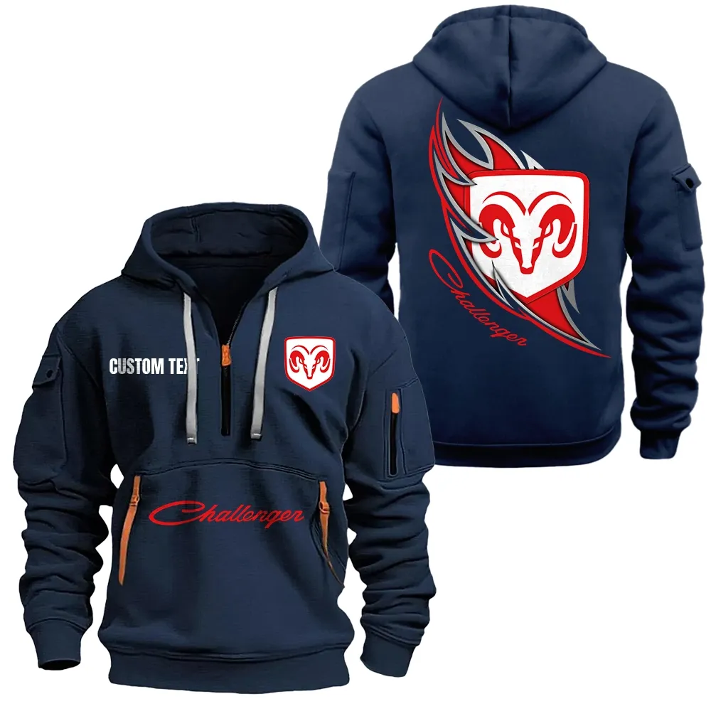 Classic Muscle Car Hoodie Half Zipper, Athletic Fan Half-Zip Hoodie CAR170 - Navy - Image 2