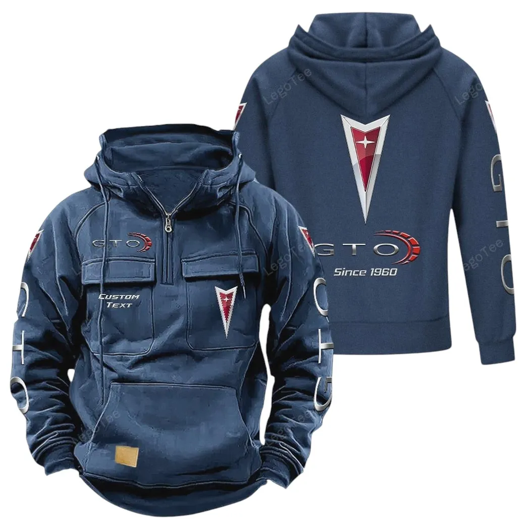 Classic Muscle Car Tactical Quarter Zip Hoodie, Exclusive Logo Hoodie For Car Enthusiasts CAR960 - Dark Blue - Image 2