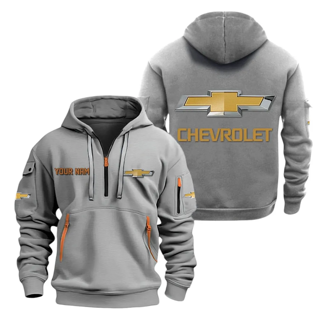 Classic Roadster Hoodie Half Zipper, Bold Fan Hoodie CAR200 - Gray - Image 2
