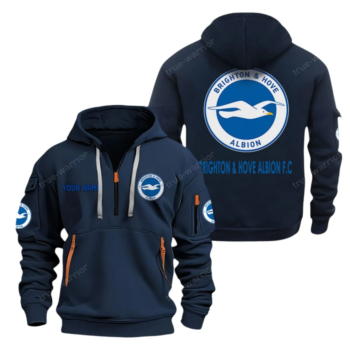 Coastal Blue Spirit Hoodie Half Zipper, Casual Sport Half-Zip Hoodie EPL280 - Navy