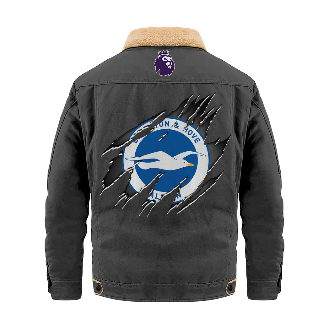 Coastal Blue Spirit Jacket Fur Collar Fleece, Celebrate Wins in Warmth HVN1390BH - Dark Gray - Image 3