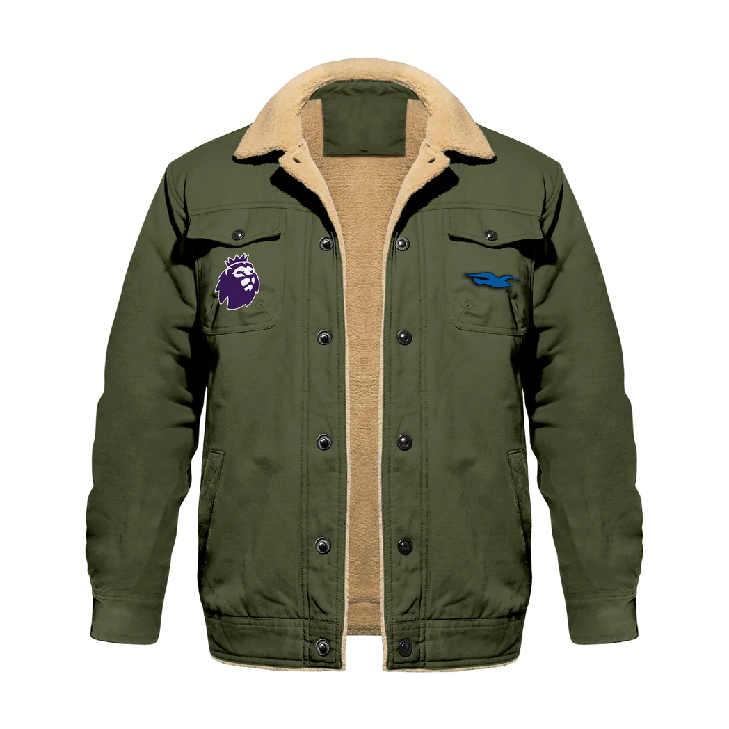 Coastal Loyalists Jacket Fur Collar Fleece, Custom Fan Spirit Gear HVN1390BH - Military Green - Image 2