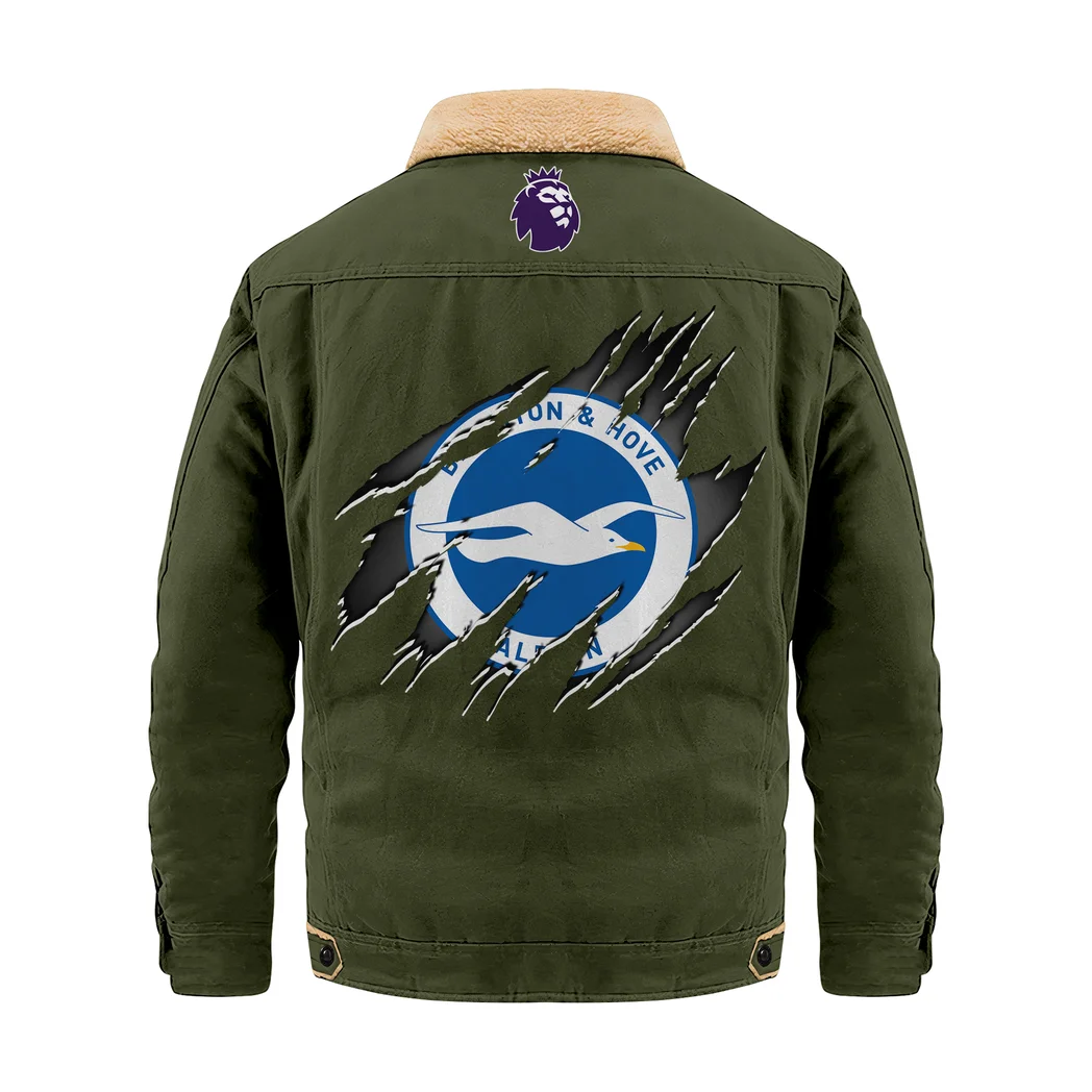 Coastal Loyalists Jacket Fur Collar Fleece, Custom Fan Spirit Gear HVN1390BH - Military Green - Image 3
