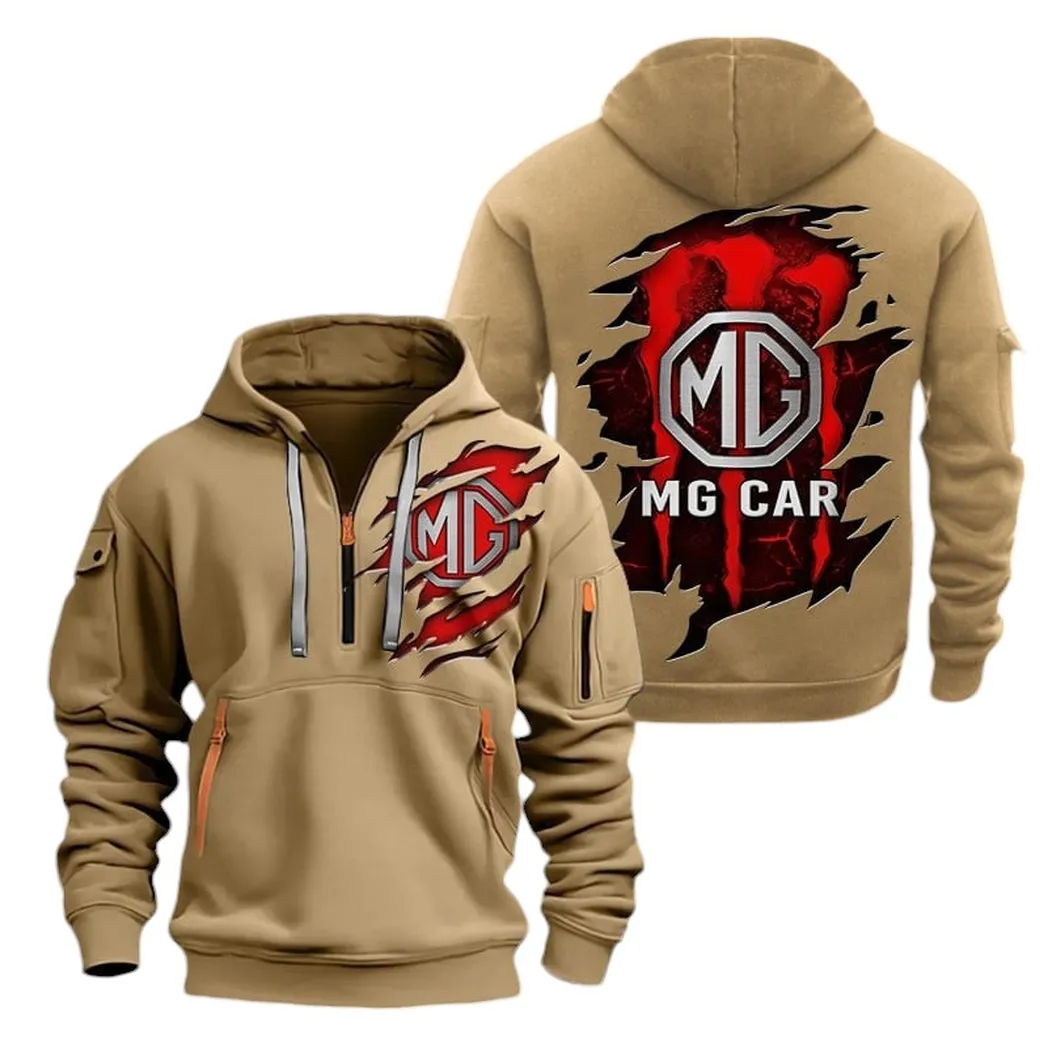 Collector’s Auto Hoodie Half Zipper, Game Day Half-Zip Hoodie CAR021 -Khaki - Image 2