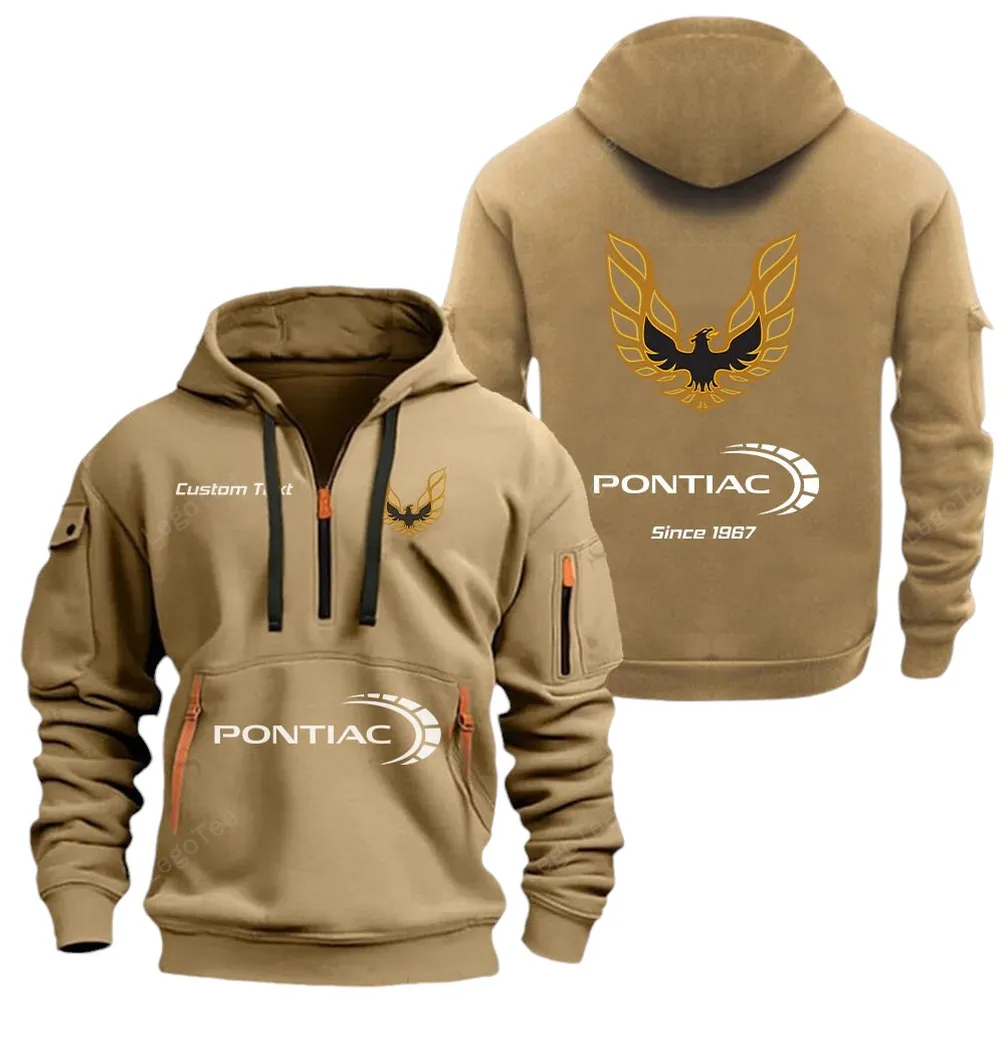 Collector’s Car Hoodie Half Zipper, Active Supporter Half-Zip Hoodie CAR052 -Khaki - Image 2